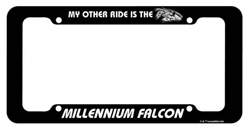 Chroma Star Wars License Plate Frame: Plastic Car License Plate Covers and Frames, Millennium Falcon, 2 Pack - Image 2